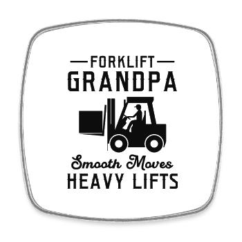 Forklift Operator Grandpa Heavy Equipment Driver - Square fridge magnet - white - Front