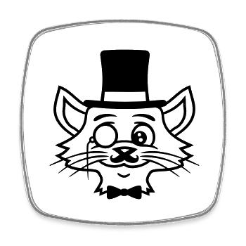 Sir Cat Gentleman Chapeau haut de forme Monocle Rich Gentleman - Magnet carré - blanc - Devant