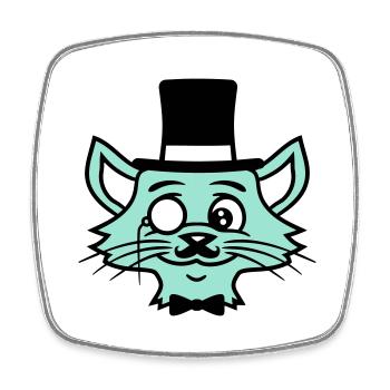 Sir Cat Gentleman Chapeau haut de forme Monocle Rich Gentleman - Magnet carré - blanc - Devant