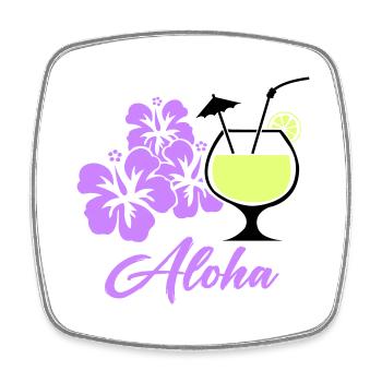 Hawaii Hibiscus Cocktail Aloha - Square fridge magnet - white - Front