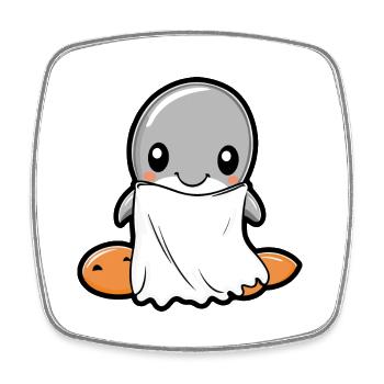 Dolphin Halloween Funny Ghost - Square fridge magnet - white - Front