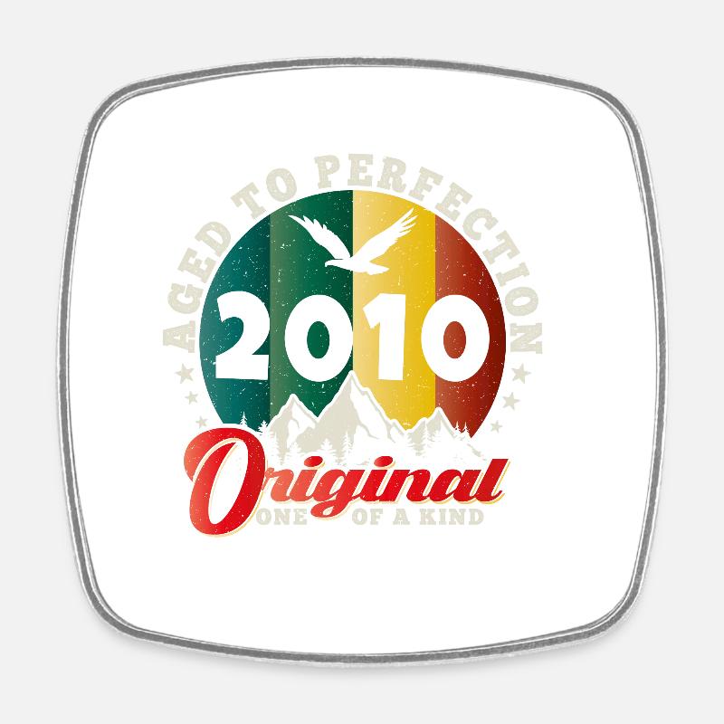 Anniversaire vintage 2010 - idée cadeau rétro 2010 - Magnet carré - blanc