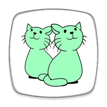 Deux chats heureux 2 amis Couple Équipe Couple - Magnet carré - blanc - Devant