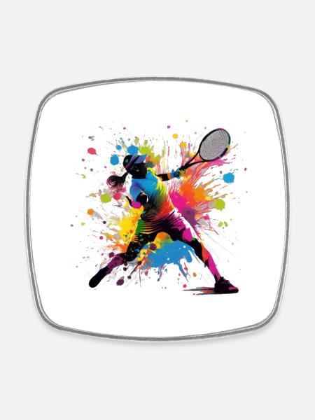 Tennis,Vorhand,tennisspielerin,Frau, Graffiti - Viereckiger Kühlschrankmagnet - Weiß