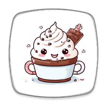 Charming Cocoa Companion - Square fridge magnet - white - Front
