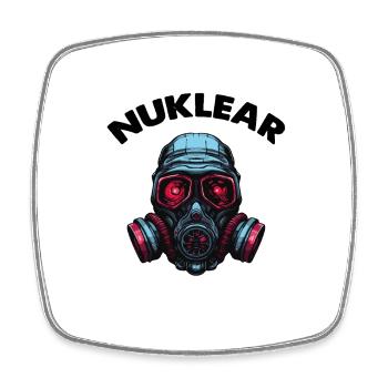 Gas mask - Square fridge magnet - white - Front