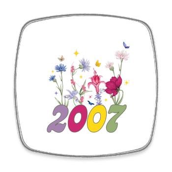 Geburtsjahr 2007 Wildblumen - Viereckiger Kühlschrankmagnet - Weiß - Vorne