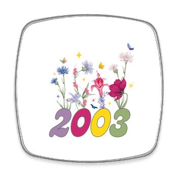 Geburtsjahr 2003 Wildblumen - Viereckiger Kühlschrankmagnet - Weiß - Vorne