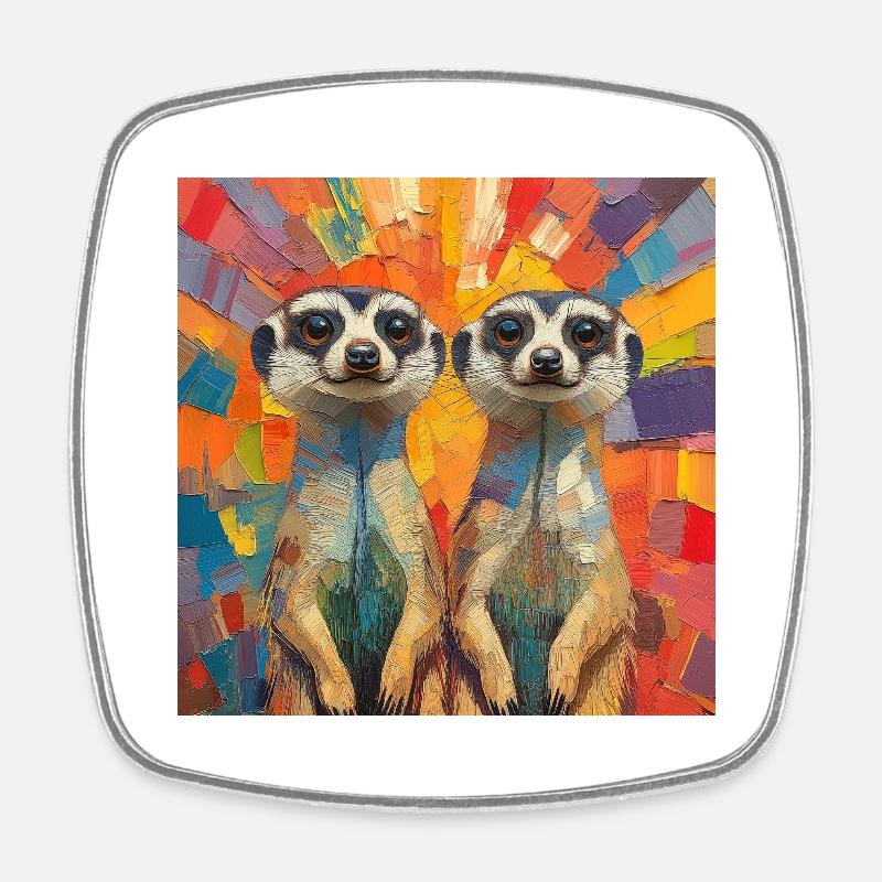 Suricates - Magnet carré - blanc