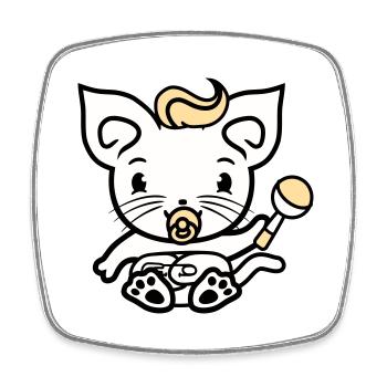 Baby Cat Cute Pacifier Kitten Rattle Child - Square fridge magnet - white - Front