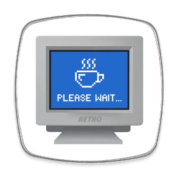 CRT Design - Tapete "Bitte warten" - Viereckiger Kühlschrankmagnet - Weiß - Vorne