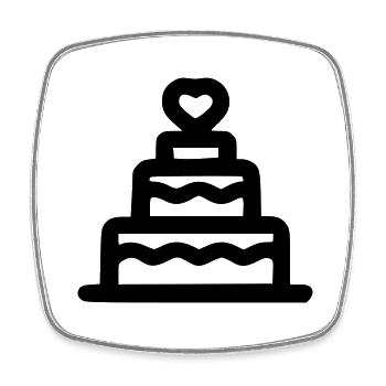 Herz-Torte - Viereckiger Kühlschrankmagnet - Weiß - Vorne