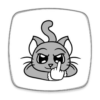 Nasty Cat Shows Middle Finger Insult Hand Fun - Square fridge magnet - white - Front