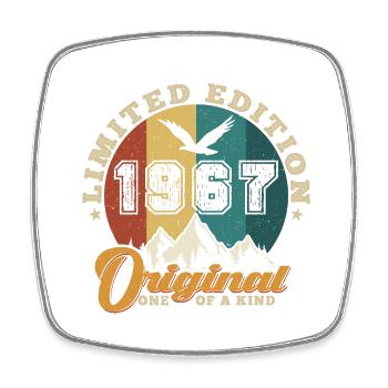 Original 1967 Vintage - 1967 Geburtstagsgeschenk - Viereckiger Kühlschrankmagnet - Weiß - Vorne