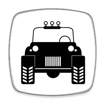Voiture tout-terrain - Magnet carré - blanc - Devant