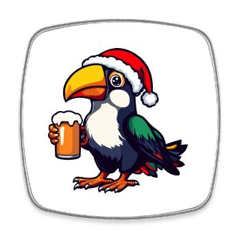 Bière de Noël Toucan Bird - Magnet carré - blanc - Devant