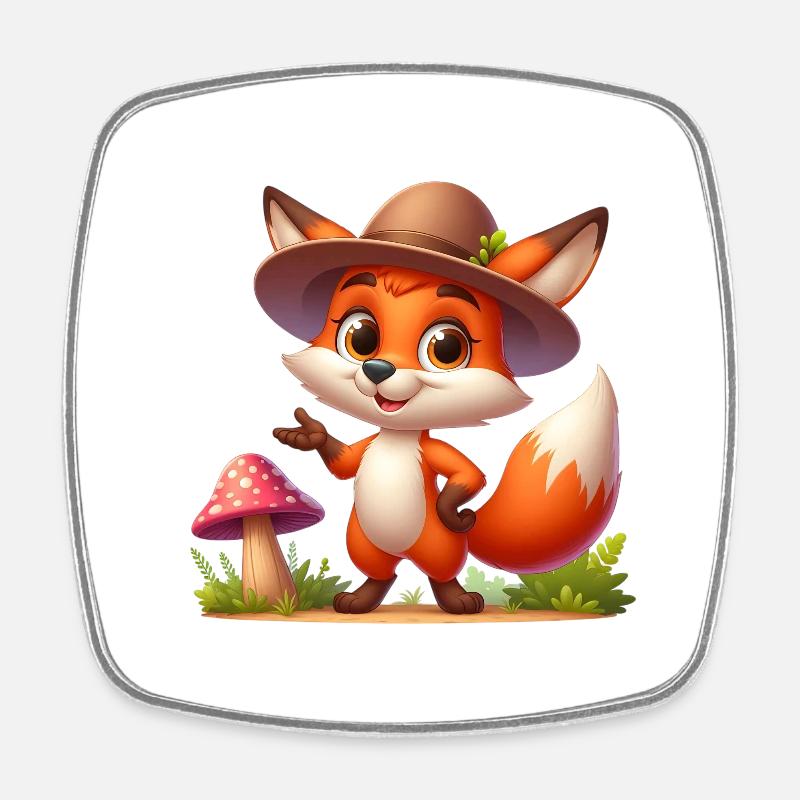 Fox Autumn 9 - Square fridge magnet - white