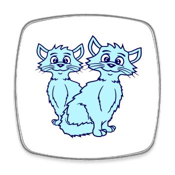 Deux chats heureux 2 amis Couple Équipe Couple - Magnet carré - blanc - Devant