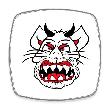 Demon Monster Cat Halloween Horror Devil Horns - Square fridge magnet - white - Front