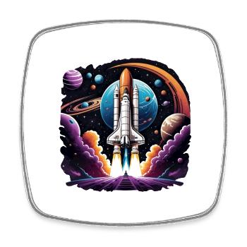 Rocket Astronaut Space Gift SpaceShuttle - Square fridge magnet - white - Front