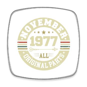 Vintage November 1977 - Geburtstag November 1977 - Viereckiger Kühlschrankmagnet - Weiß - Vorne