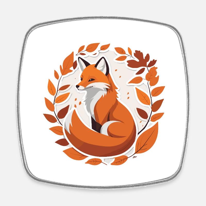 Fuchs im Herbst #2 - Viereckiger Kühlschrankmagnet - Weiß