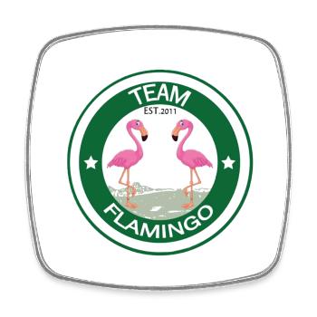 Team Flamingo - Viereckiger Kühlschrankmagnet - Weiß - Vorne