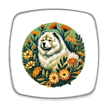 Chow Chow Frühling - Viereckiger Kühlschrankmagnet - Weiß - Vorne