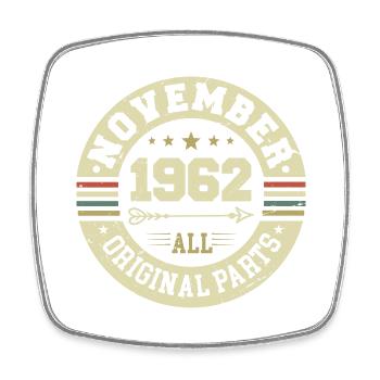 Vintage November 1962 - Birthday November 1962 - Square fridge magnet - white - Front