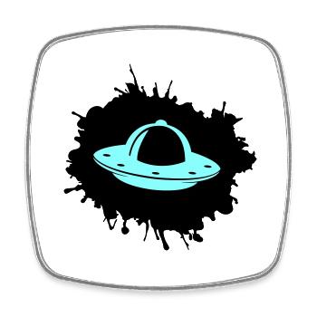 Ufo Klecks - Viereckiger Kühlschrankmagnet - Weiß - Vorne