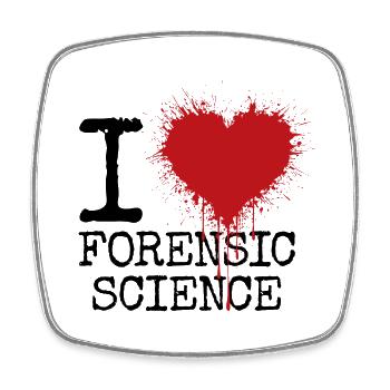 I love forensics - Square fridge magnet - white - Front