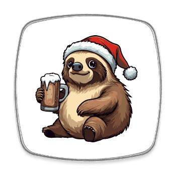 Sloth Beer Xmas Christmas - Square fridge magnet - white - Front