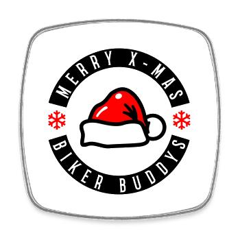 Merry X-Mas Biker Buddys - Viereckiger Kühlschrankmagnet - Weiß - Vorne