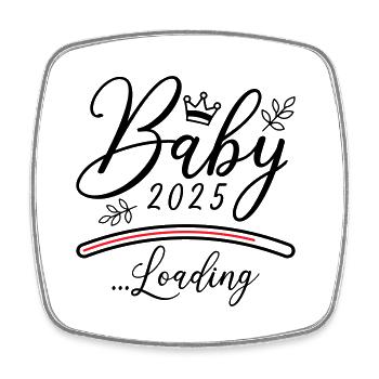 Baby 2025 Loading Spruch - Viereckiger Kühlschrankmagnet - Weiß - Vorne