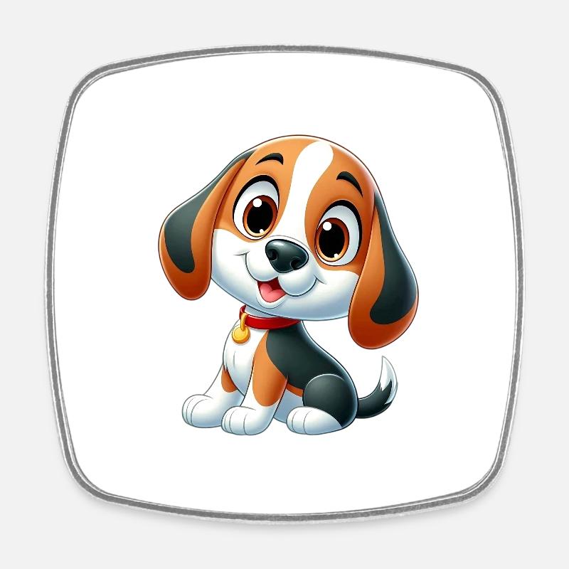 beagle 5 - Magnet carré - blanc