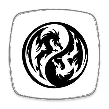 dragon ying yans - Viereckiger Kühlschrankmagnet - Weiß - Vorne