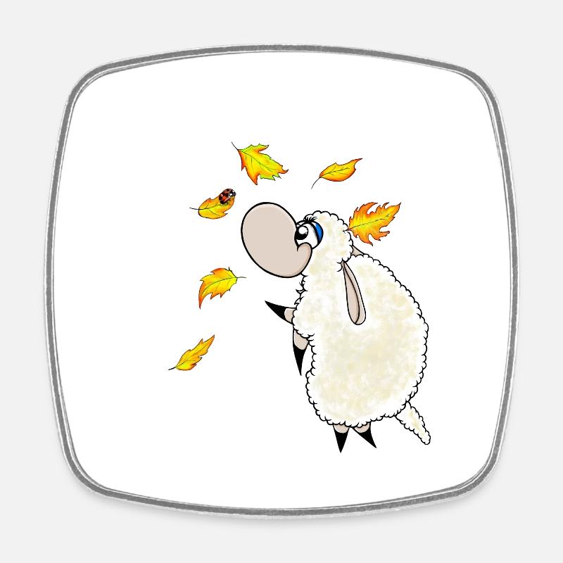 Wolly Sheepling Herbst Blätterfall - Viereckiger Kühlschrankmagnet - Weiß