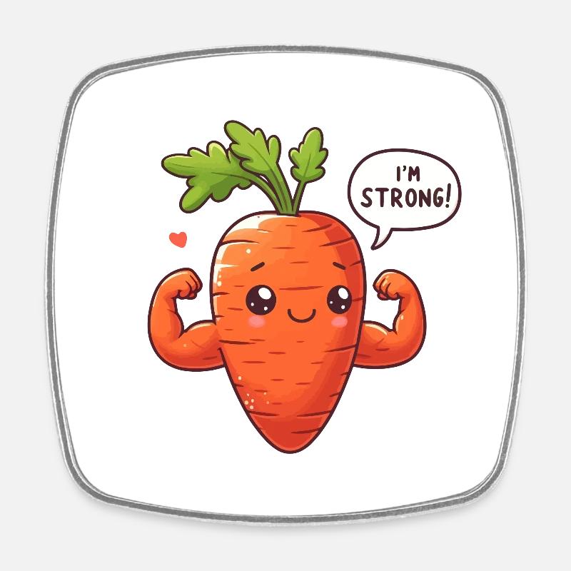 Strong Carrot - Square fridge magnet - white