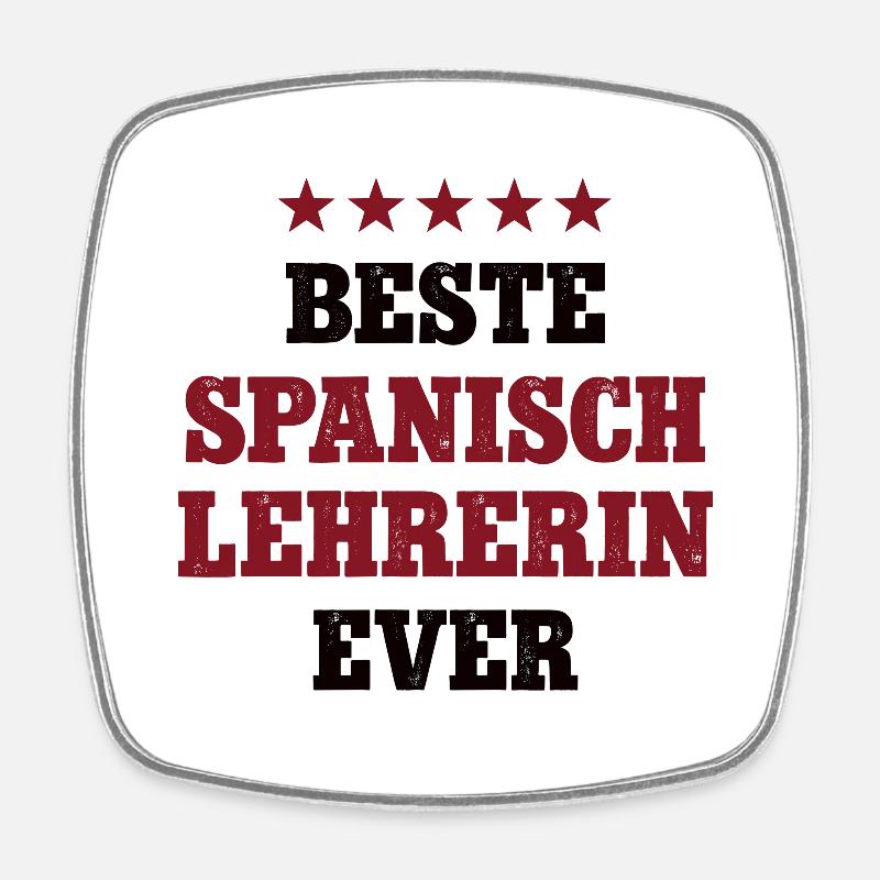 Beste Spanisch Lehrerin Schule Spanish Teacher - Viereckiger Kühlschrankmagnet - Weiß