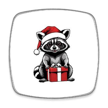 Cadeau de Noël du Père Noël raton laveur - Magnet carré - blanc - Devant