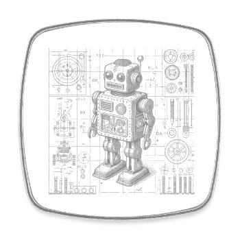 Robot - Square fridge magnet - white - Front