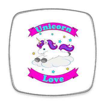 Unicorn Love – Süßes Einhorn-Design - Viereckiger Kühlschrankmagnet - Weiß - Vorne