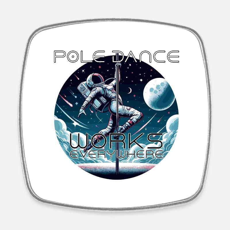 Pole dance astronaute Pole Dance cadeau - Magnet carré - blanc