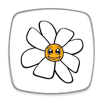 Petit drôle de fleur heureuse visage dessin animé - Magnet carré - blanc - Devant