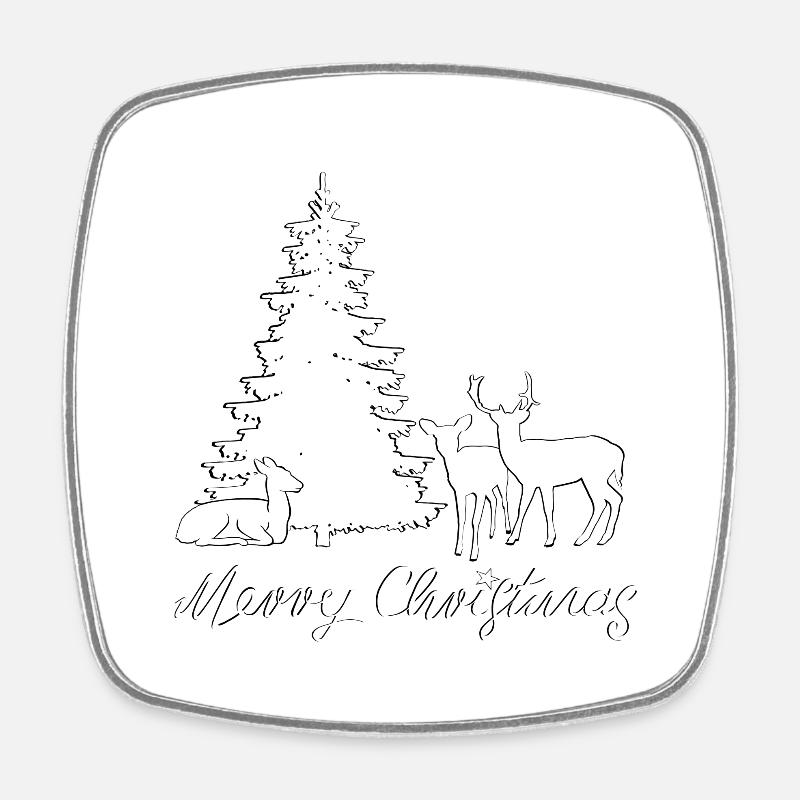 Deer under the Christmas tree - Square fridge magnet - white