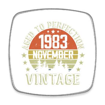 Birthday November 1983 Vintage November Gift - Square fridge magnet - white - Front