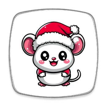 Maus Weihnachten Niedlich - Viereckiger Kühlschrankmagnet - Weiß - Vorne