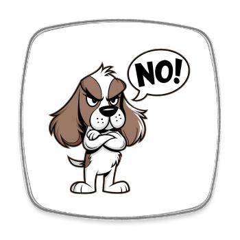 Cocker Spaniel saying "No! - Square fridge magnet - white - Front