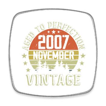Anniversaire Novembre 2007 Cadeau Vintage Novembre - Magnet carré - blanc - Devant