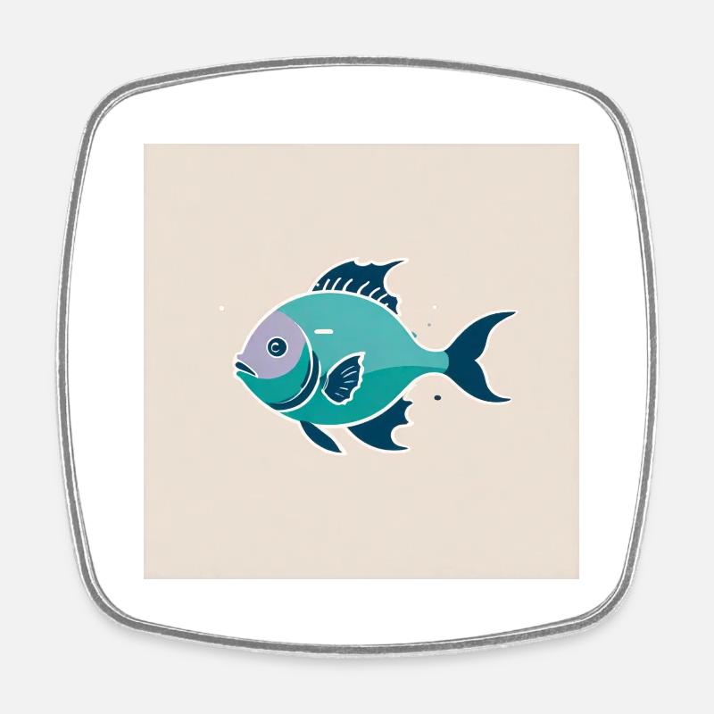 Fisch - Viereckiger Kühlschrankmagnet - Weiß